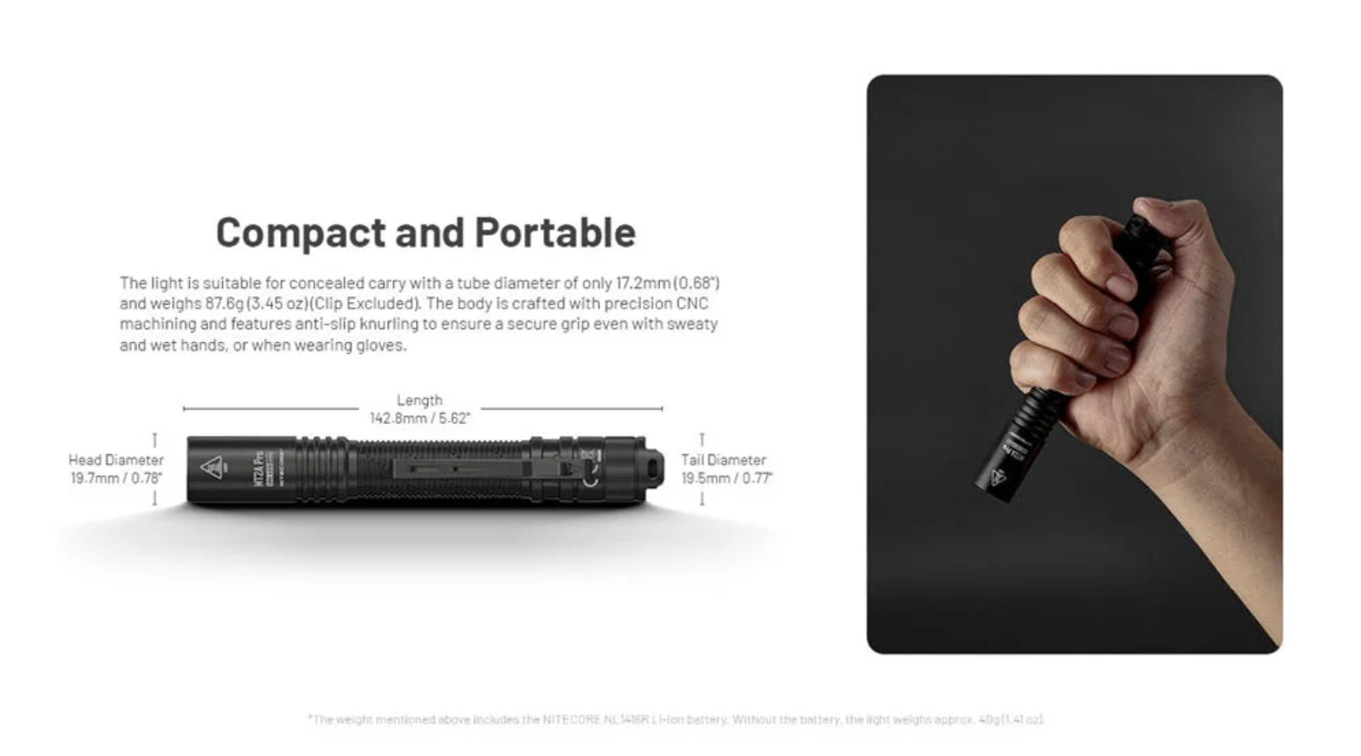 Nitecore MT2A Pro 1000 Lumen LED EDC Rechargeable Flashlight